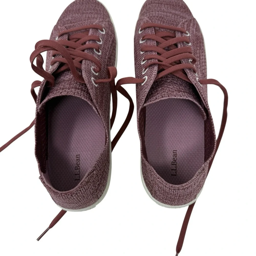 L.L. Bean Women's Knit Eco Bay Lace Up‎ Sneakers Burgundy Size US 10M